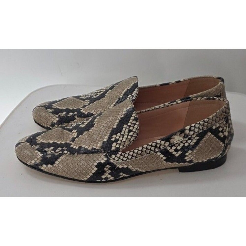 J Crew Cecile smoking slippers in snake-embossed leather